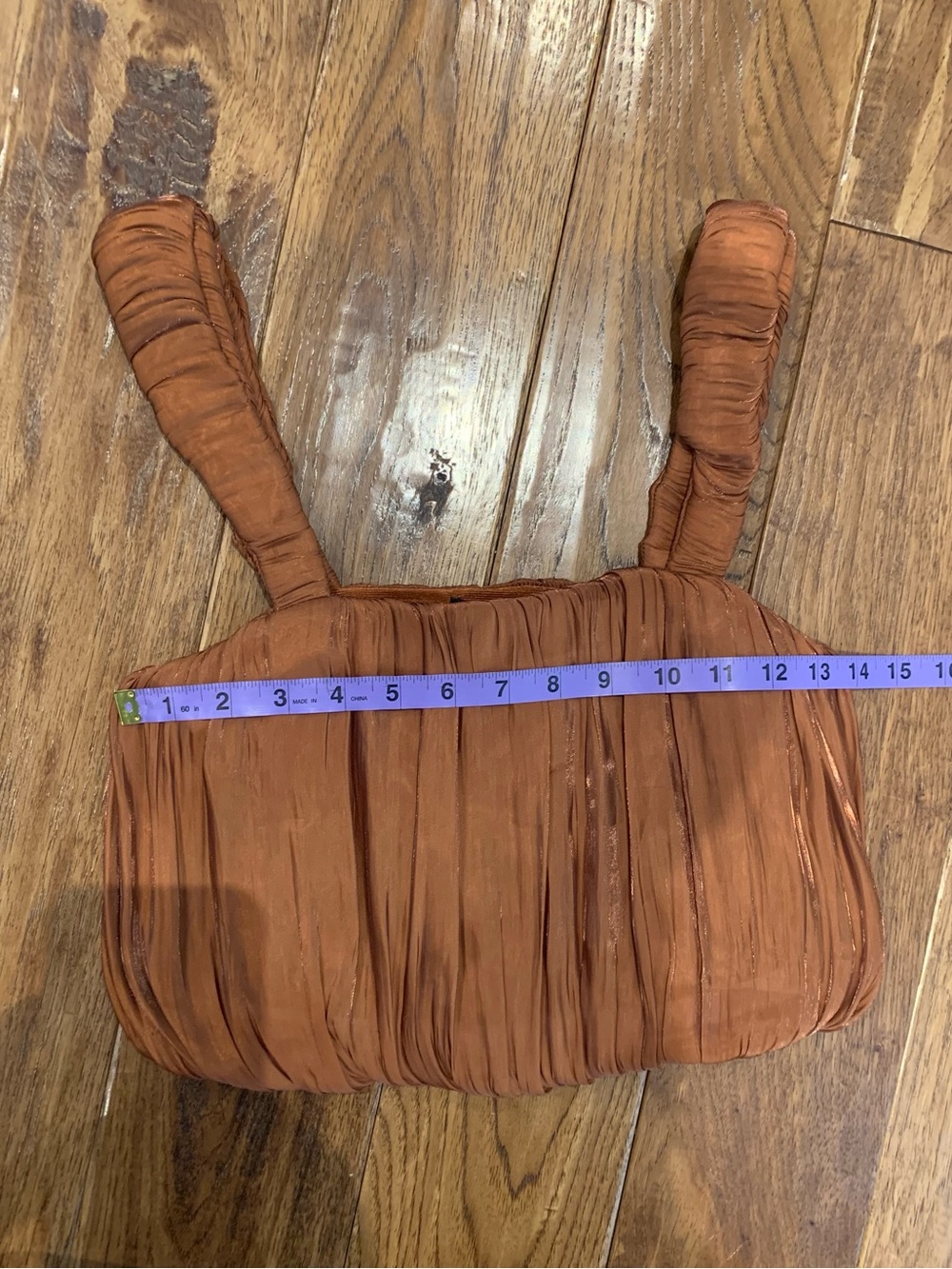 Line & Dot Ruched Rust Orange Crop Top - Picture 6 of 9